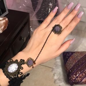 Mid century inspired ring chain bracelet